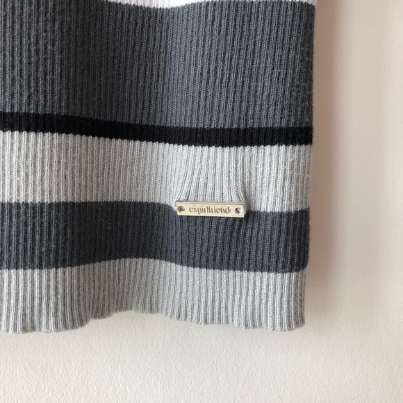Ex Girlfriend Grey Striped Chocker Neck Sweater - Picture 4 of 4